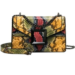 Multicolored Snakeskin pattern square bag